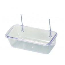 Futterbehälter mit Drahthaken, transparent - Maße: 10,5 x 5,5 x 3,5 cm